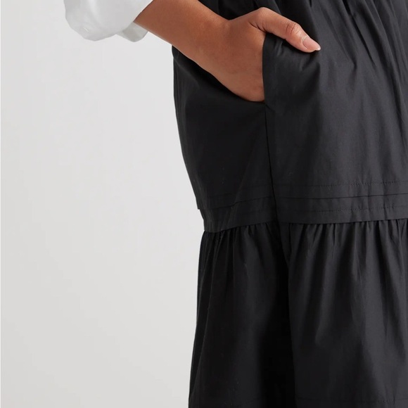 Quince sz S Black A-Line Skirt 100% organic cotton poplin tiered maxi new cond - Picture 10 of 11